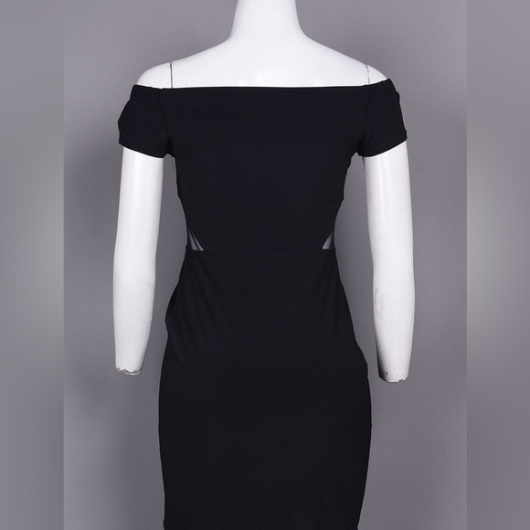 Bebe dress off the shoulder sexy illusion side cutouts mini black womens size 12 - Picture 12 of 15